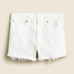 J. Crew Relaxed White Frayed Hem Denim Shorts Mid-Rise Casual Women’s Size 30